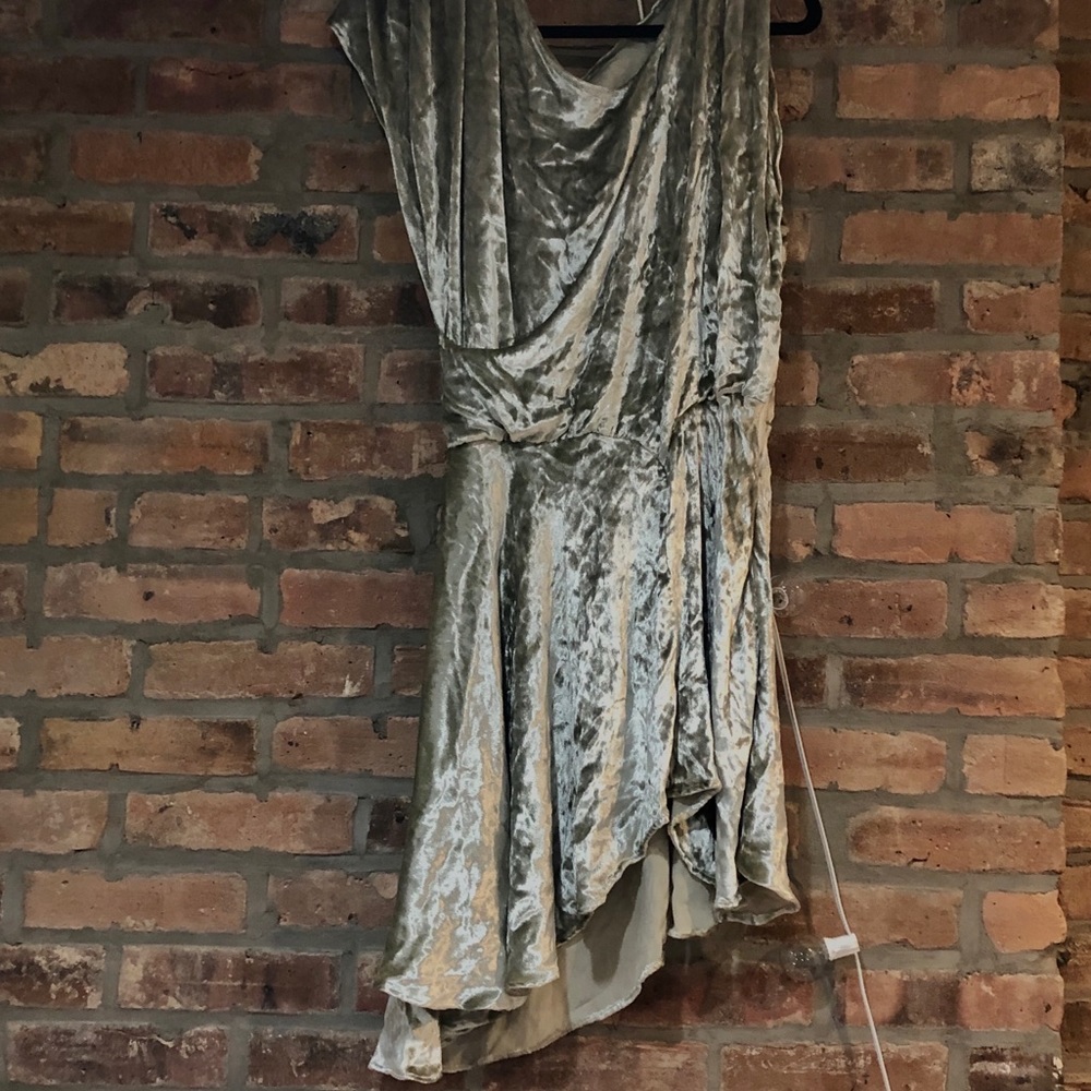 Liquid Silver Velvet Dress